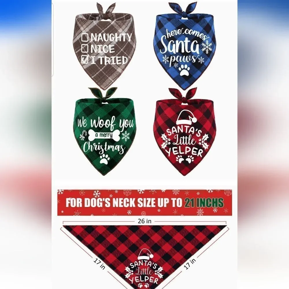Pet bandanas 4 pieces holiday theme